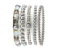 [PANGBOER] 5 Pcs Sparkling Crystal Beads Set Luxury Beaded Bracelet for Women who Love Handmade Jewelry, フリーサイズ