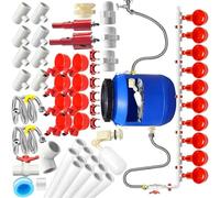 PANGBOER 58PCS Automatic Poultry Watering Equipment with Float Control for Chicken Farming Bucket Not Required Livestock Watering Set