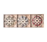 PANGBOER 6Pcs Wood Snowflake Ornaments Christmas Tree Hanging Decorations with Cords for Winter Home Wonder-land Party Decors Christmas Snowflakes Cutouts Snowflake Ornaments for