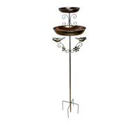 PANGBOER Antique Bronze Bird Feeding Station Having Bathing Bowl and Decorative Figurines Strong Metal Structure Rustproof Outdoor Refuge
