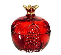 PANGBOER Clear Glass Pomegranate Shape Candy Container with Auspiciously Symbolism Trinket Box for Modern Homes Decors Festives Decoration