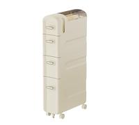 PANGBOER Cream Colored Narrow Storage Organizers Home and Office 4 Layer Cream Storage Rack Functional Organizers with Drawer