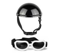 PANGBOER Dog Helmet with Ear Hole Pet Helmet and Goggles Set with Adjustable Strap Dog Sunglasses Puppy Head Cover for Bike Pet Gear