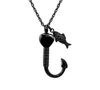 PANGBOER Elegant Stainless Steel Urn Necklace Memorial Charm Pendants Jewelry with Heart Shape Fishhook for Ashes Storage Pet Memorial Necklace