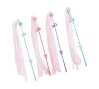 PANGBOER Feathered Cats Wand Toy Interaction Teaser Teasing Boredom Chasing and Exercising 4Pieces Cats Feathered