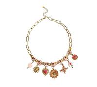 PANGBOER Romance Gold Tone Heart Shaped Flower Necklace Clavicle Chain for Her Special Occasions Stainless Steel Love Necklace