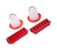 PANGBOER Spill Proof Feed Set Poultry Trough Waterer for Small Scale Livestock Care Treat Feeding Tool Feeder Set with Water Containers