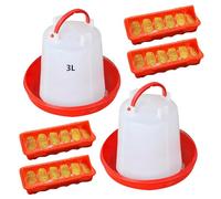 PANGBOER Spill Proof Feed Set Poultry Trough Waterer for Small Scale Livestock Care Treat Feeding Tool Feeder Set with Water Containers