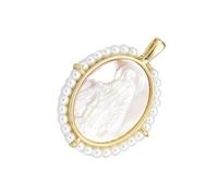 PANGBOER Stylish Oval Virgin Marys Pendant Necklace Accessory Portable for Jewelry Crafting with Freshwater Pearls Accent Religious Necklace