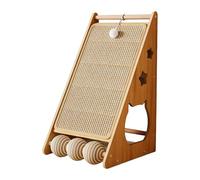 PANGBOER Sustainable Wooden Scratch Tool with Natural Fiber Ball Stimulating Fun for Playful Pets Home Furniture Protector