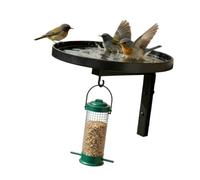 PANGBOER Wild Bird Basin for Garden, Mounted Water Tray with Under Hook, Broad Metal Lip, Backyard Patio Perch Bath Display Feature Wall Mounted Bird Bath Watering Tray with