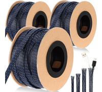 Pangda 1/4, 1/2, 3/8''x 100 ft Wire Loom Pet Expandable Braided Sleeving Braided Sleeve for Tv, Computer, Home Theater(Black Blue)