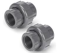 Pangda 2 Pack 1 Inch PVC Pipe Fitting Compatible with 898 Series, Schedule 80, Union with EPDM O-Ring, Female x Female NPT Thread, Gray