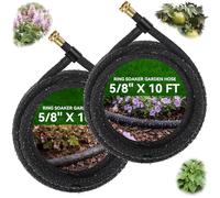 Pangda 2 Pack Ring Soaker Garden Hose, 5/8" x 10 ft Heavy-duty Drip Hose for Even Watering of Gardens and Flower Beds, Black