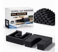 Pangda 32 Pcs Pontoon Fence Riser Kit Pontoon Boat Rail Spacers 1/4" for Rising Boat Railing Nylon Black Eliminate Pooling Water on the Deck