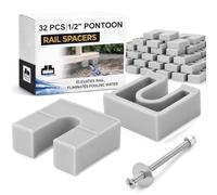 Pangda 32 Set Pontoon Fence Riser Kit with 1/2" Pontoon Boat Rail Spacers and Stainless Steel Fence Bolts for Raising Boat Railing Nylon Gray Eliminate Pooling Water on the Deck