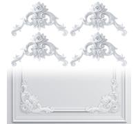 Pangda 4 Pcs Corner Wall Molding French Style Wainscoting Panels Flora Moulding Corner Panel Moulding Corners Wall Molding Kit for Frames Decor, Not Include Glue (Rose Style)