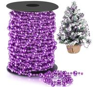 Pangda 49 Feet Christmas Tree Beads Garland Strands Chain for Christmas Wreath Decoration Table Centerpiece (Purple)