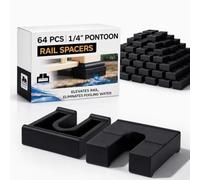 Pangda 64 Pcs Pontoon Fence Riser Kit Pontoon Boat Rail Spacers 1/4" for Rising Boat Railing Nylon Black Eliminate Pooling Water on the Deck