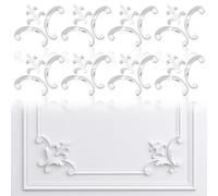 Pangda 8 Pcs Corner Wall Molding French Style Wainscoting Panels Flora Moulding Corner Panel Moulding Corners Wall Molding Kit for Frames Decor, Not Include Glue (Fleur De Lis Style)