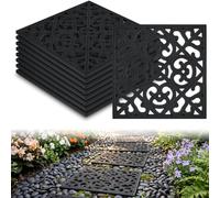 Pangda 8 Pcs Rubber Stepping Stones Outdoor Garden Walkway, 12 x 12 Inch Heavy Duty Pathway Pavers Retro Decorative Stepping Stones for Outside Landscaping Yard Lawn Path (Cross Square,Black)