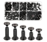 Pangda 80 Set Chicago Binding Post Screw Assorted Kit Metal Round Cross Head Stud Screw Post Nail Rivet Chicago Button for DIY Leather Decoration Bookbinding (Black,5 x 6, 10, 12, 15, 18)