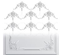 Pangda Corner Wall Molding French Style Wainscoting Panels Flora Moulding Corner Panel Wall Molding Kit for Cabinet Picture Frames Decor, Not Include Glue (8 Pcs,Vintage Style)