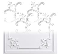 Pangda Corner Wall Molding French Style Wainscoting Panels Flora Moulding Corner Panel Wall Molding Kit for Cabinet Picture Frames Decor, Not Include Glue(4 Pcs,Fleur De Lis Style)
