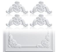 Pangda Corner Wall Molding French Style Wainscoting Panels Flora Moulding Corner Panel Wall Molding Kit for Cabinet Picture Frames Decor, Not Include Glue(4 Pcs,Elegant Style)