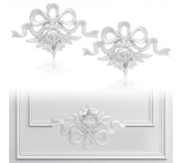Pangda Corner Wall Molding French Style Wainscoting Panels Flora Moulding Corner Panel Wall Molding Kit for Cabinet Picture Frames Decor, Not Include Glue(2 Pcs,Coquette Bow Style)