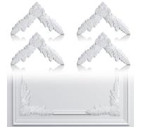 Pangda Corner Wall Molding French Style Wainscoting Panels Flora Moulding Corner Panel Wall Molding Kit for Cabinet Picture Frames Decor, Not Include Glue(4 Pcs,Leaf Style)