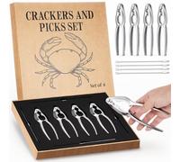 Pangda Crab Crackers and Tools Set with Gift Box Including 4 Lobster Crackers and 4 Seafood Forks Kit Professional Seafood Tools Set Crab Leg Cracker Tool Christmas Gifts