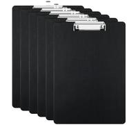 pangdapengpeng 6 Pack A4 Clipboard Folder with Retractable Hook, Durable Plastic Writing Boards Black, for Office, School, Home, Lightweight & Easy to Hang (Black)
