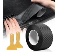 pangdapengpeng Car Sill Protectors Strips, 5 cm x 10 m Carbon Fibre Vinyl Wrap, Self Adhesive Car Door Sill Protector with 2 Plastic Scraper, Suitable for Most Cars Such as SUV and Sedan (Black 10m)