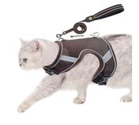 pangdi Cat Harness and Leash Escape Proof Cat Leash for Walking Travel Kitten Harness Service Cat Vest Brown Large