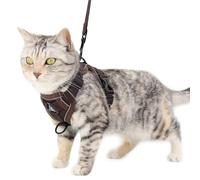 pangdi Cat Harness and Leash Set Escape Proof Tactical Small Kitten Harness Emotional Support Cat Vest, Brown, S