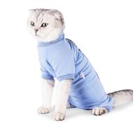 pangdi Cat Recovery Suit, Cat Onesie for Cats After Surgery Female, Neuter Suit for Male Cats, Four-Leg Sleeve Design, Blue, S
