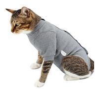 pangdi Cat Recovery Suit, Cat Onesie for Cats After Surgery Female, Neuter Suit for Male Cats, Front Legs Sleeve Design, Grey, Medium