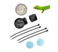 Pangea Microdish Kit for Gecko Feeding, Tiny Water Dish for Micro Geckos, Anoles, and Other Small Reptiles, Zip Tie Attachment Pet Food Bowl 1.5in x .75 in (S Branch Mount)