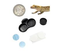 Pangea Microdish Kit for Micro Gecko Food, Mini Water Bowl for Tiny Reptiles and Other Small Pets, Magnetic Attachment Dots Included 1.25in (XS Dual Surface Mount)