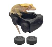 Pangea Silicone Gecko Feeding Ledge - Magnetic Mini Food Dish for Reptile Tank - 4.125" x 2.625" x 1.18" - Fits 0.5oz Cups (Black)