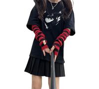 Pangogogo Punk Gothic Rock Striped Arm Warmers Y2k & Emo Accessories (Red)