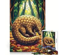 Pangolin in Forest Stained Glass Style 1000 Piece Jigsaw Puzzles for Adults Jigsaw Brain Play Relax Mind Sharp Edge Premium Gift (38x26cm)