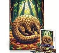 Pangolin in Forest Stained Glass Style Adult Jigsaw Puzzles 1000 Pieces Mind Exercise Toy Calming Play Design Assembly Amazing Present (50x75cm)