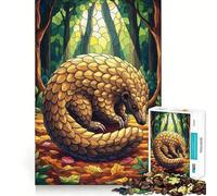 Pangolin in Forest Stained Glass Style Adult Jigsaw Puzzles 1000 Pieces Mind Exercise Toy Calming Play Design Assembly Amazing Present (50x75cm)