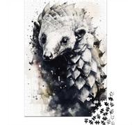 Pangolin Inked Mammal 1000-Piece Jigsaw Puzzle for Adults, 70x50cm/1000pcs, Low-dust White Cardboard Pieces; Screen-free Family Time at Home