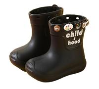 Pangolin Kids' Wellies - Lightweight EVA Waterproof Rain Boots for Boys & Girls, Non-Slip Grip, Easy Pull-On, Charm Holes, Mud-Ready Children's Wellington Boots Black 9 EU