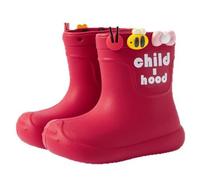 Pangolin Kids' Wellies - Lightweight EVA Waterproof Rain Boots for Boys & Girls, Non-Slip Grip, Easy Pull-On, Charm Holes, Mud-Ready Children's Wellington Boots Red 8 EU