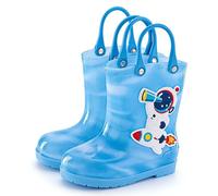 Pangolin Kids Wellington Boots for Boys and Girls, Mid Calf Toddler Waterproof Pull-On Wellies with Easy Carry Handles, Lightweight Puddle Boots for School, Nursery Blue-A 7UK