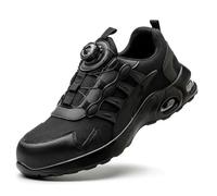 Pangolin Men's Safety Shoes are Anti Smashing Anti stab Anti Slip wear-Resistant Breathable Comfortable Soft Work Casual Button Tied Hiking Black 8.5 UK